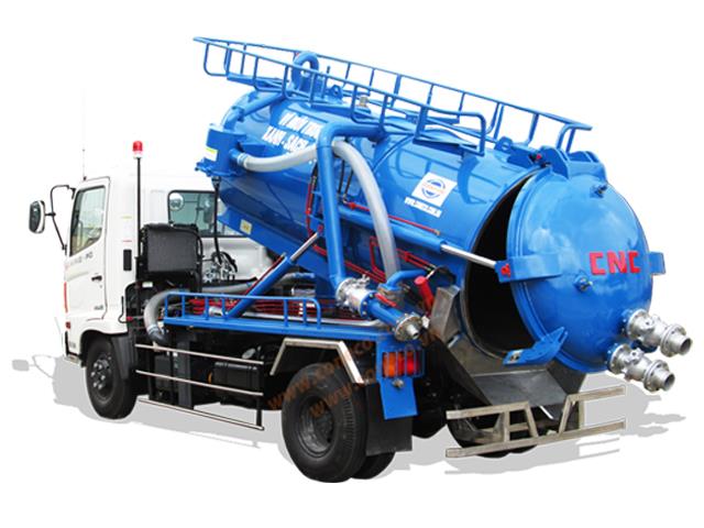 XE HÚT BÙN CHẤT THẢI THÔNG CỐNG PHUN NƯỚC ÁP LỰC CAO HINO FG 7 KHỐI 4 XE HÚT BÙN HÚT CHẤT THẢI ( HẦM CẦU) 5 KHỐI HINO